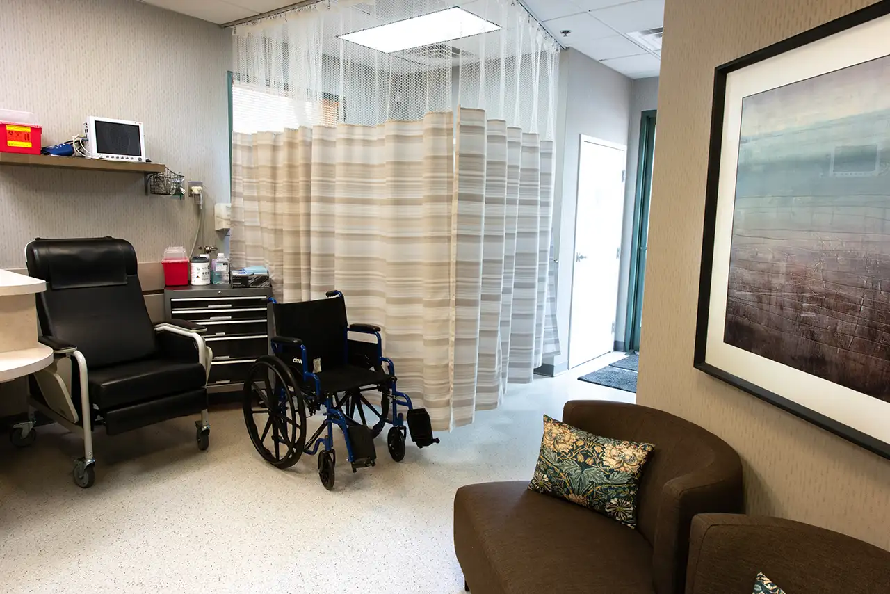 the recover room with curtains closed at The Pogue Center